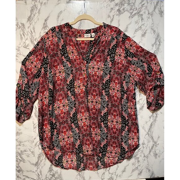 Cato Women's Floral Print V-Neck Blouse 3/4 Sleeve Size 22/24 Multicolor - Picture 1 of 10